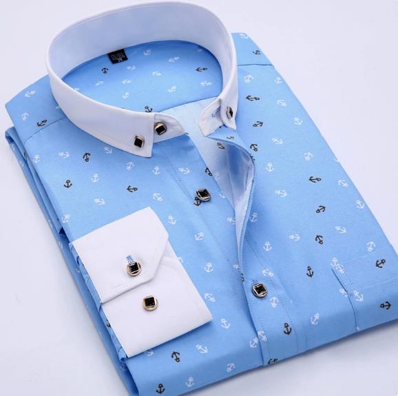 Spring and Autumn Men's Casual Breathable Anti Wrinkle Long Sleeve Shirt Printed Shirt Non Ironing Men's Shirt Anti Staining Shirt Men's Shirt