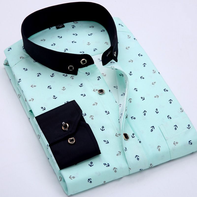 Spring and Autumn Men's Casual Breathable Anti Wrinkle Long Sleeve Shirt Printed Shirt Non Ironing Men's Shirt Anti Staining Shirt Men's Shirt