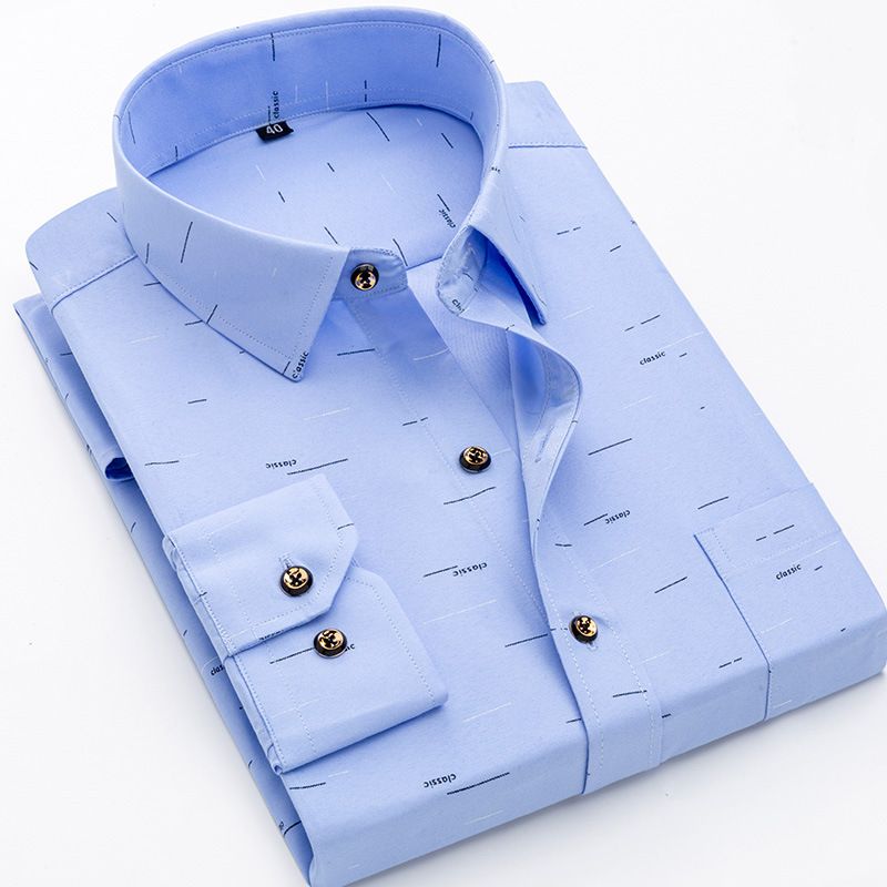 Spring and Autumn Men's Casual Breathable Anti Wrinkle Long Sleeve Shirt Printed Shirt Non Ironing Men's Shirt Anti Staining Shirt Men's Shirt