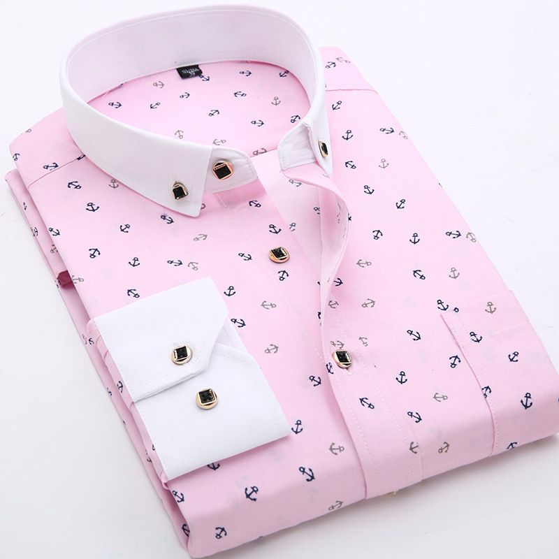 Spring and Autumn Men's Casual Breathable Anti Wrinkle Long Sleeve Shirt Printed Shirt Non Ironing Men's Shirt Anti Staining Shirt Men's Shirt
