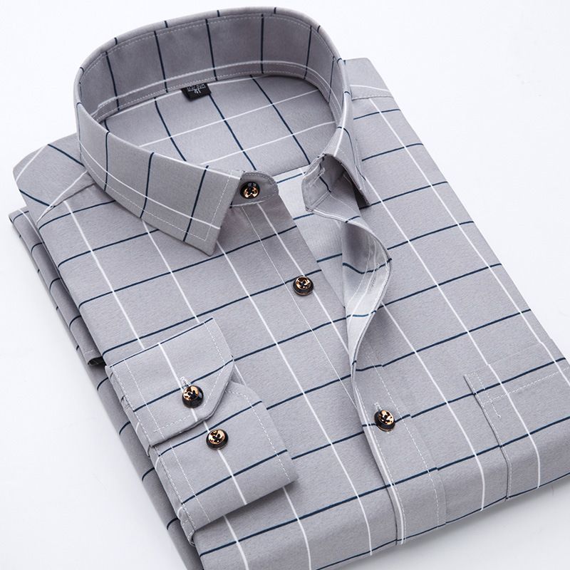 Spring and Autumn Men's Casual Breathable Anti Wrinkle Long Sleeve Shirt Printed Shirt Non Ironing Men's Shirt Anti Staining Shirt Men's Shirt