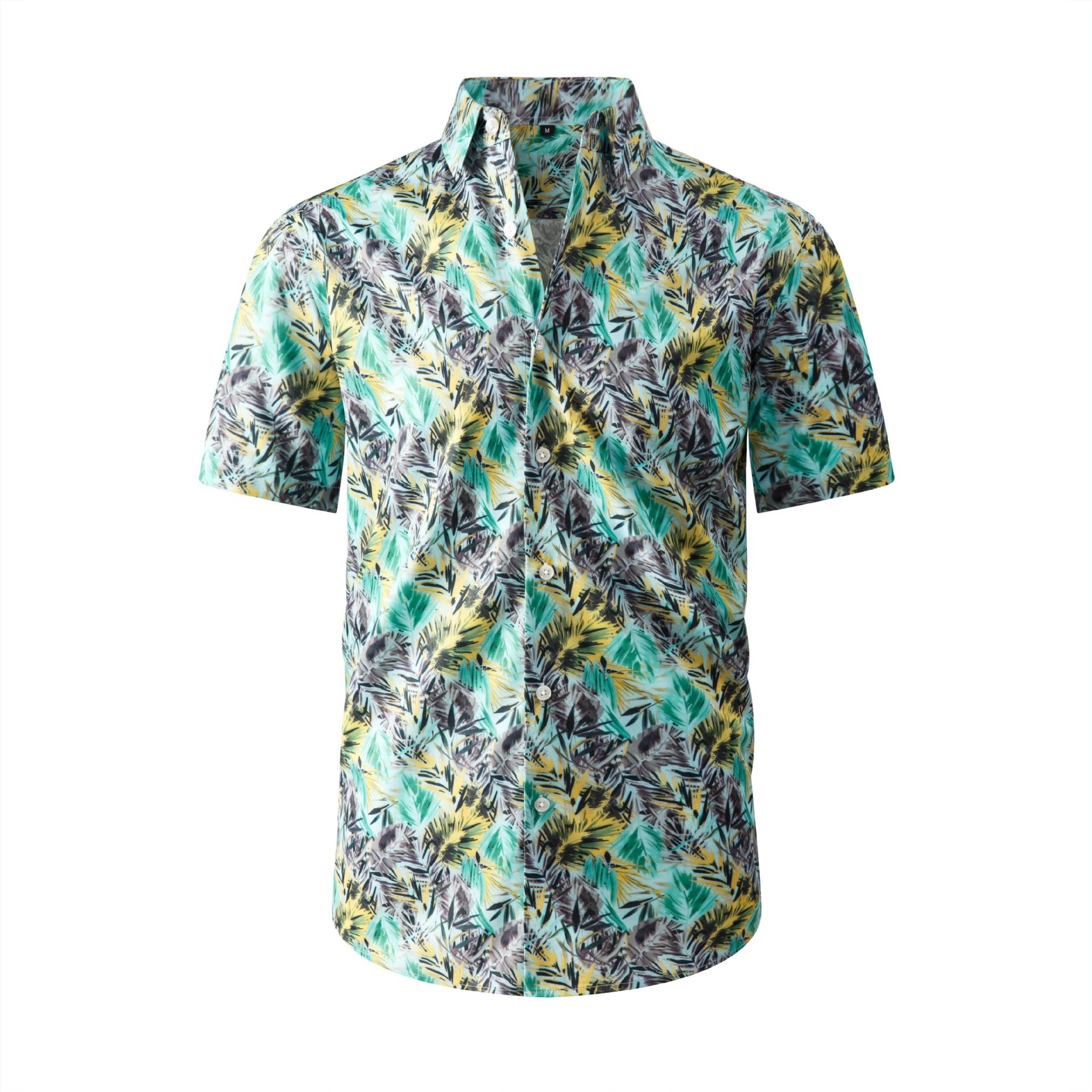 Large men's breathable wrinkle resistant short sleeved shirt, Hawaiian beach shirt, casual stretch ice silk cool men's short sleeved shirt, men's clothing