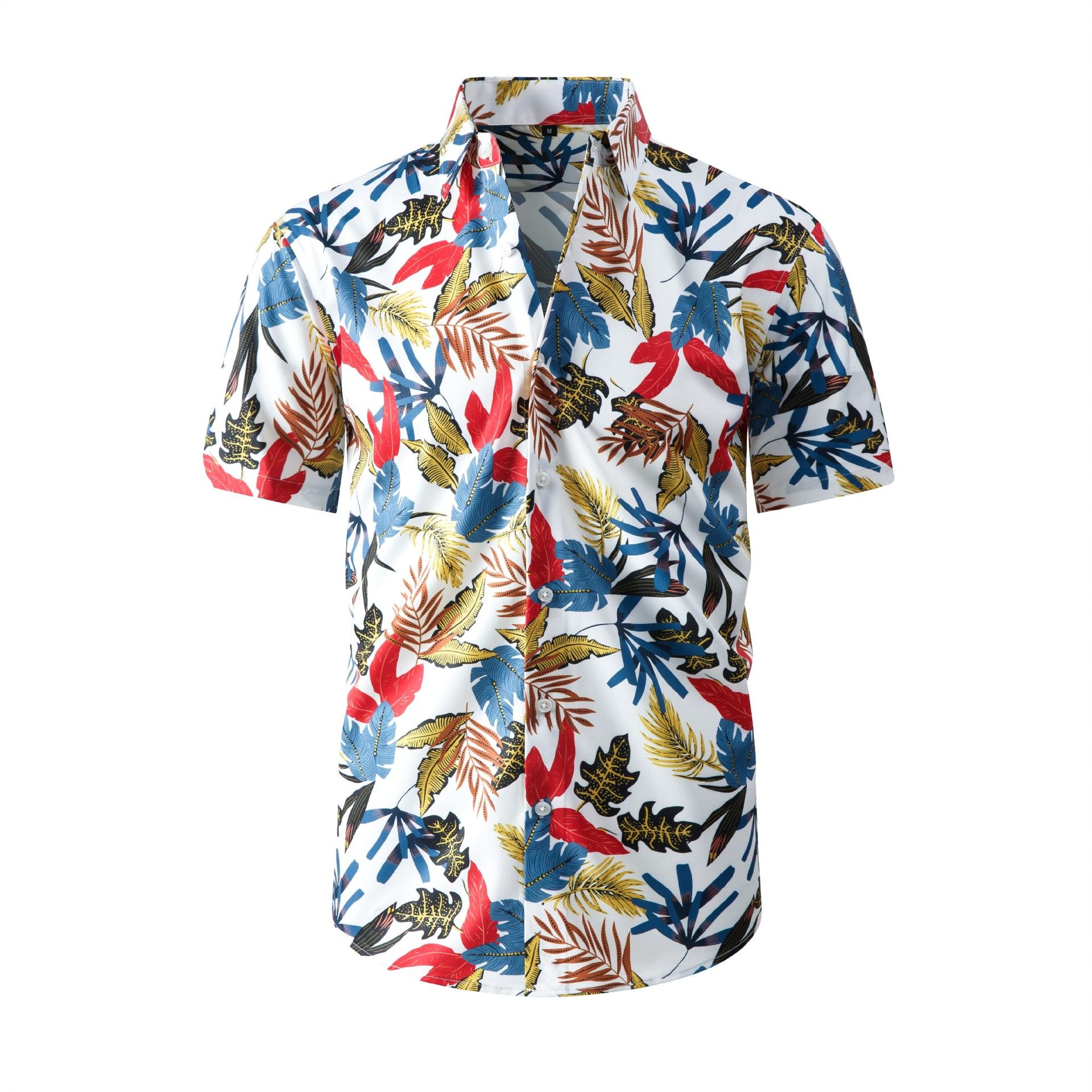 Large men's breathable wrinkle resistant short sleeved shirt, Hawaiian beach shirt, casual stretch ice silk cool men's short sleeved shirt, men's clothing