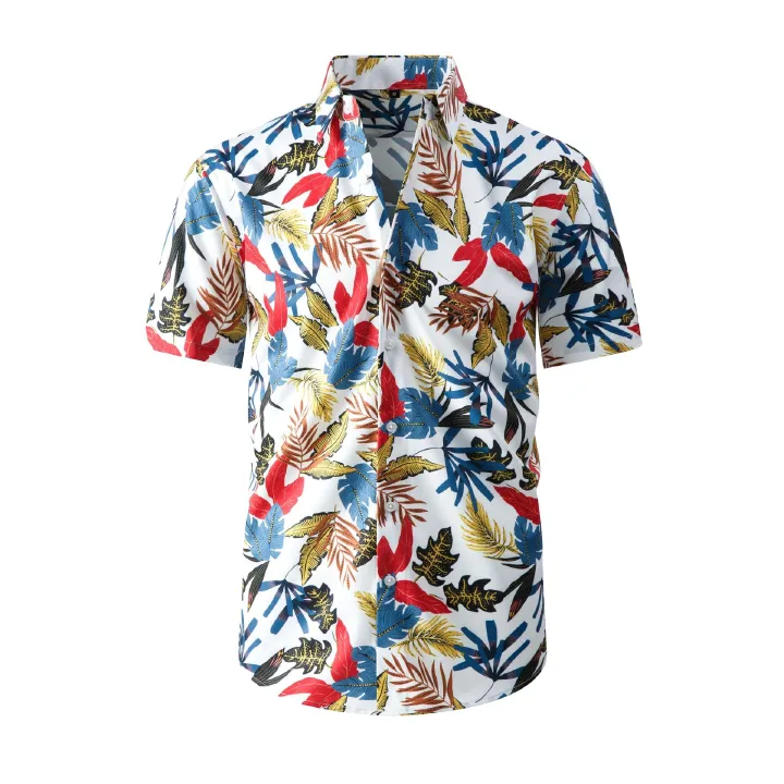 Large men's breathable wrinkle resistant short sleeved shirt, Hawaiian beach shirt, casual stretch ice silk cool men's short sleeved shirt, men's clothing