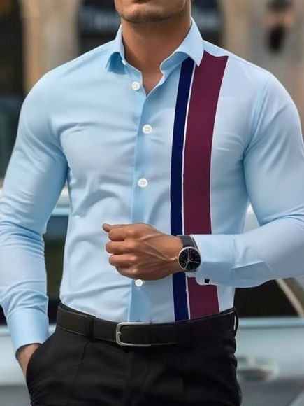 Men's Wear resistant and Wrinkle resistant Long sleeved Shirt with Printed Long sleeved Cardigan and Collar for Men's Wear