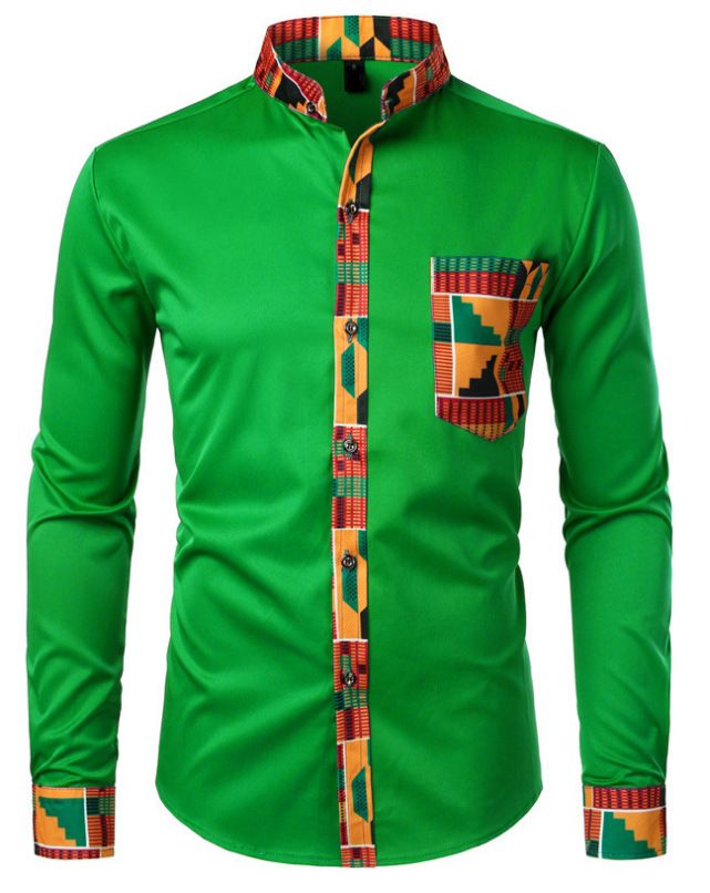 Men's Wear resistant and Wrinkle resistant Long sleeved Shirt with Printed Long sleeved Cardigan and Collar for Men's Wear