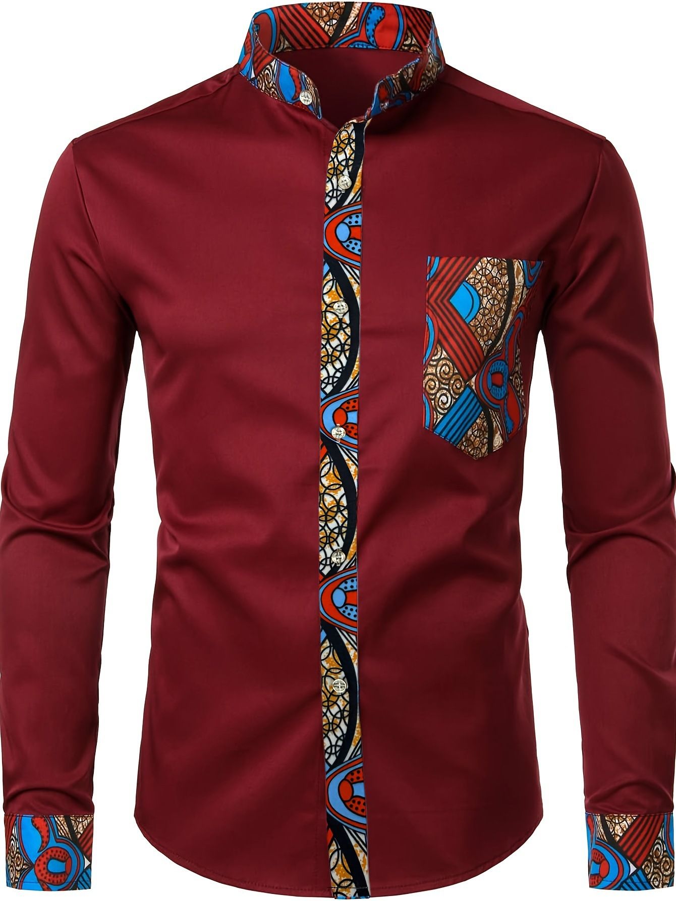 Men's Wear resistant and Wrinkle resistant Long sleeved Shirt with Printed Long sleeved Cardigan and Collar for Men's Wear