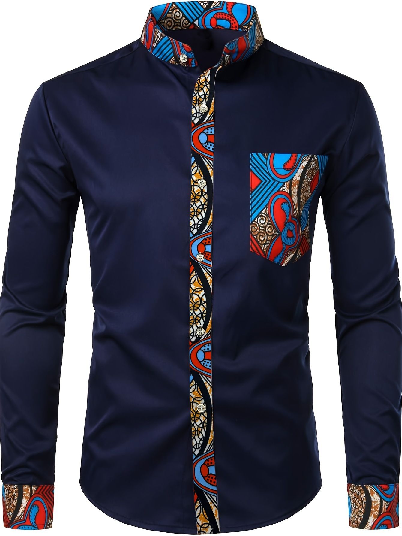 Men's Wear resistant and Wrinkle resistant Long sleeved Shirt with Printed Long sleeved Cardigan and Collar for Men's Wear