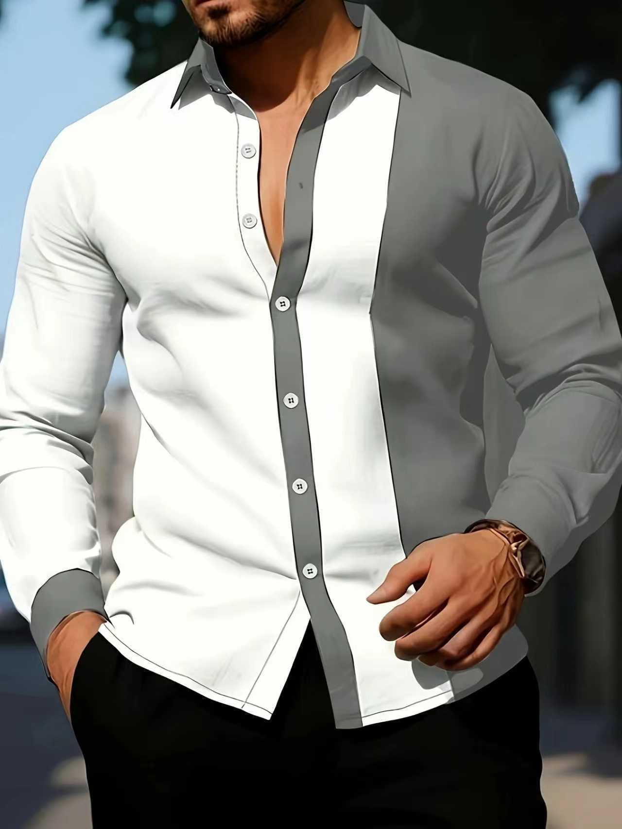 Men's wear-resistant and wrinkle resistant long sleeved shirt, casual long sleeved cardigan, men's lapel