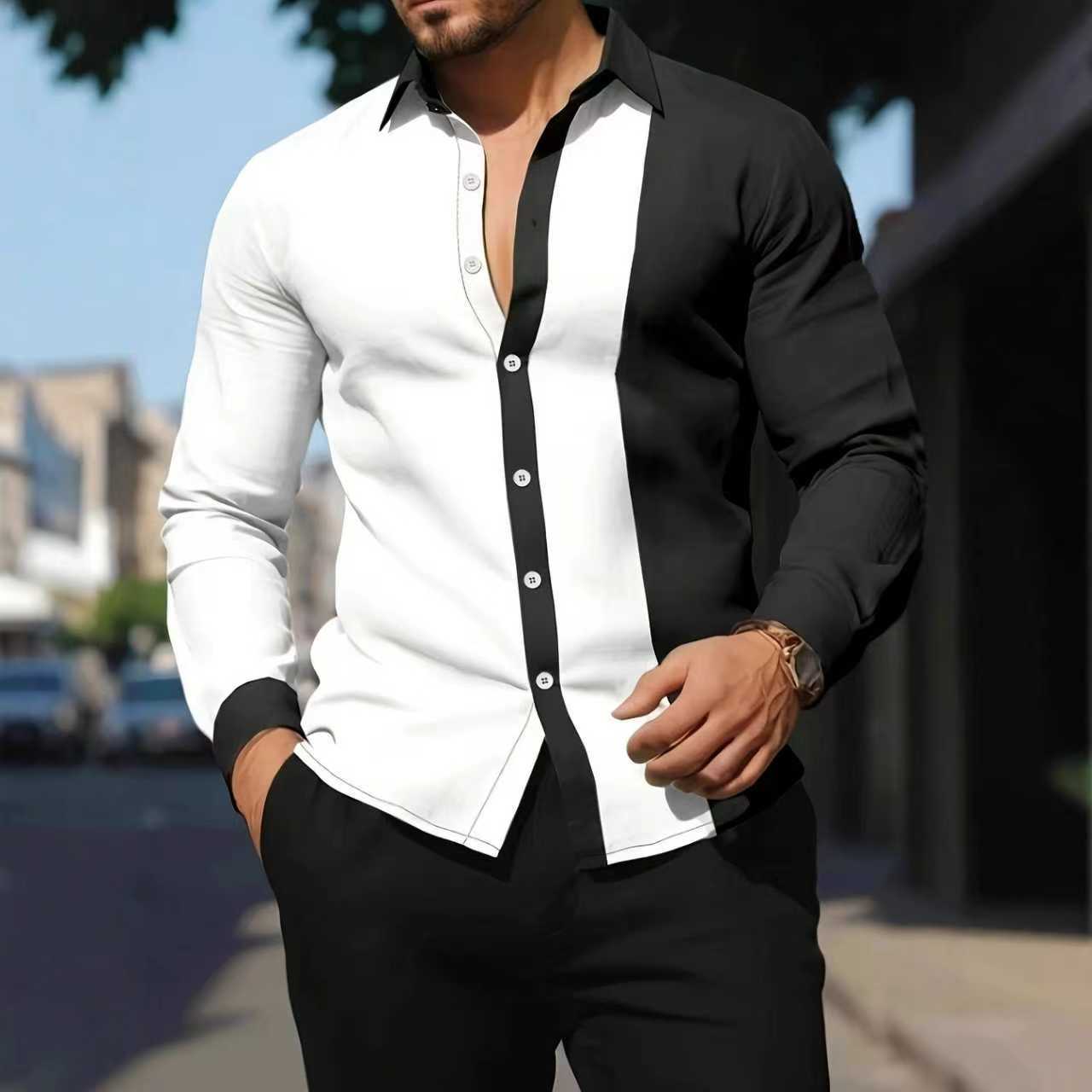Men's wear-resistant and wrinkle resistant long sleeved shirt, casual long sleeved cardigan, men's lapel