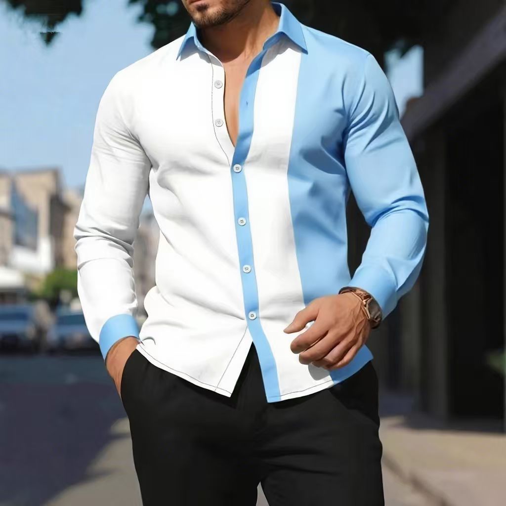 Men's wear-resistant and wrinkle resistant long sleeved shirt, casual long sleeved cardigan, men's lapel