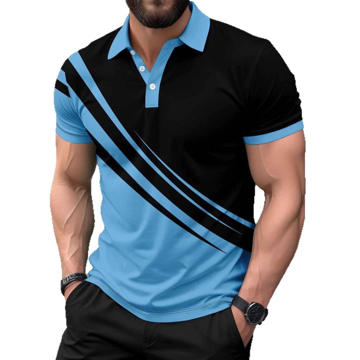 Men's Wear resistant and Wrinkle resistant Short sleeved T-shirt, Casual Polo Shirt, Collar Short sleeved Men's Wear