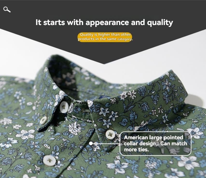 New men's long sleeved shirt with fashionable retro print and non fading long sleeved shirt for men