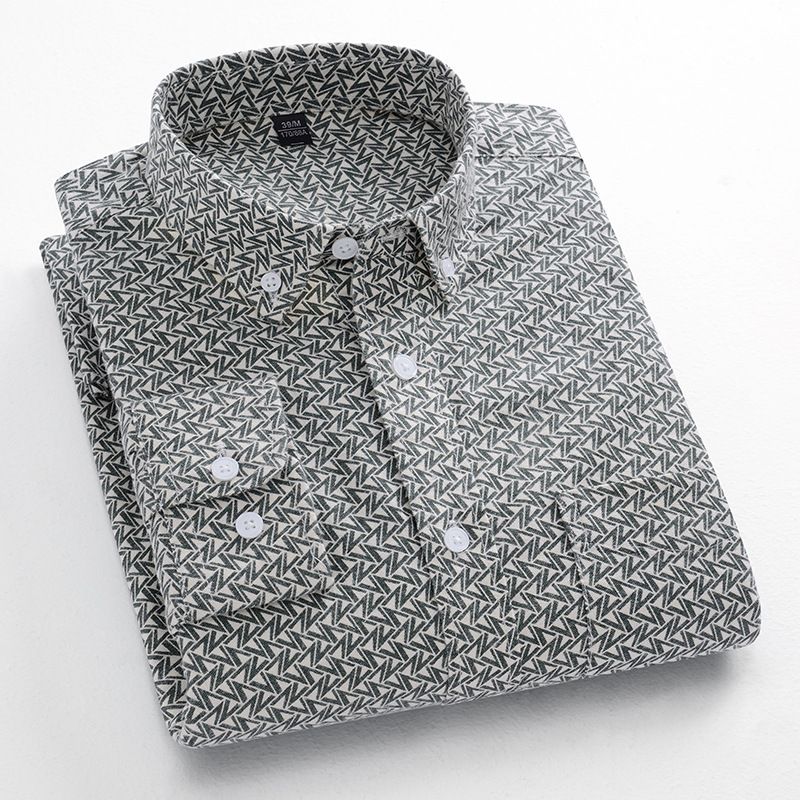 New men's long sleeved shirt with fashionable retro print and non fading long sleeved shirt for men