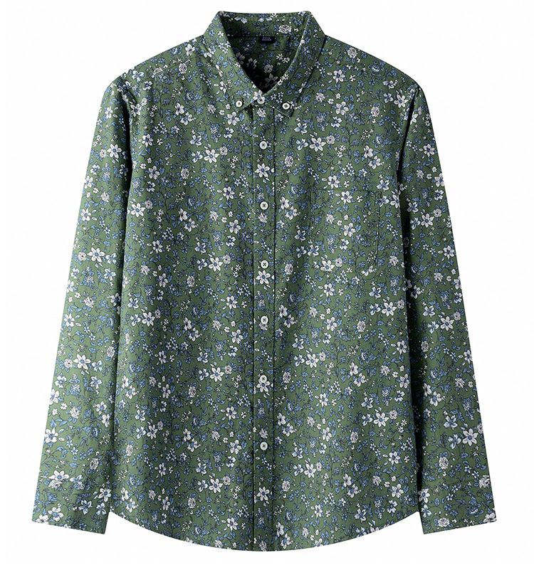New men's long sleeved shirt with fashionable retro print and non fading long sleeved shirt for men
