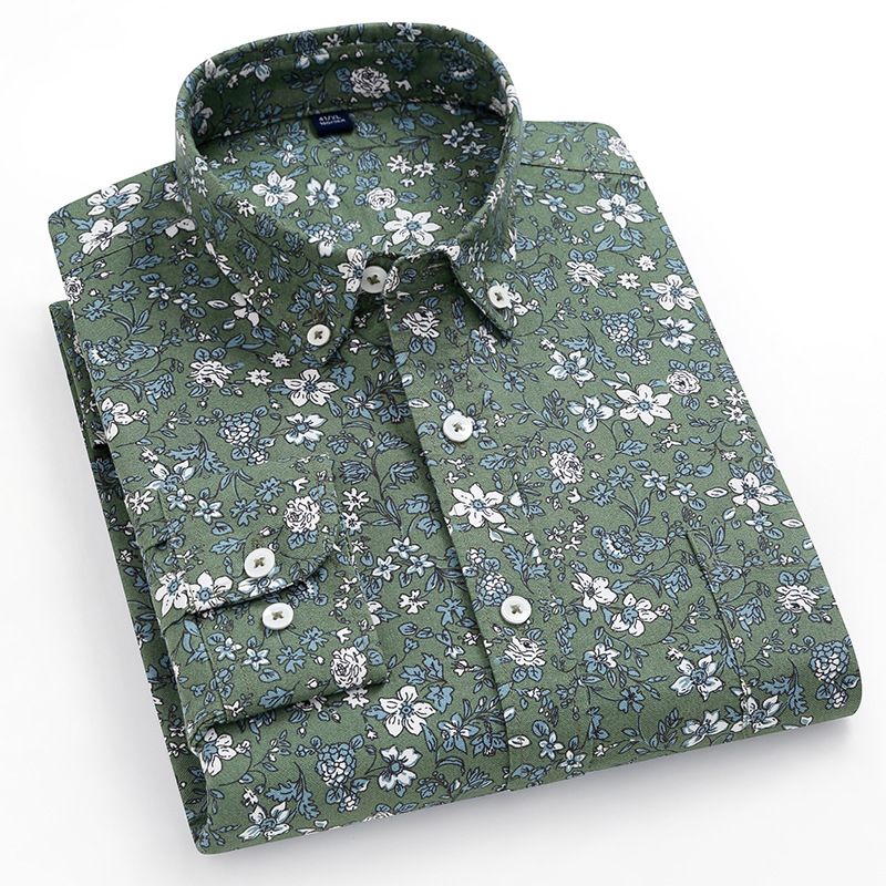 New men's long sleeved shirt with fashionable retro print and non fading long sleeved shirt for men