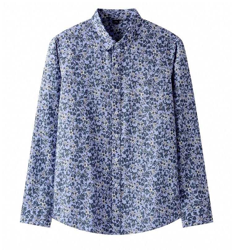 New men's long sleeved shirt with fashionable retro print and non fading long sleeved shirt for men