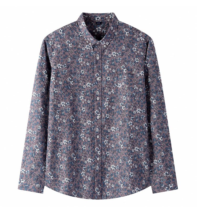 New men's long sleeved shirt with fashionable retro print and non fading long sleeved shirt for men