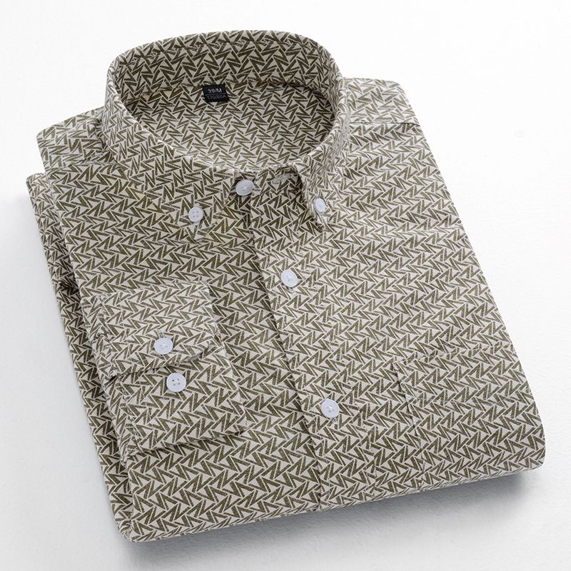 New men's long sleeved shirt with fashionable retro print and non fading long sleeved shirt for men
