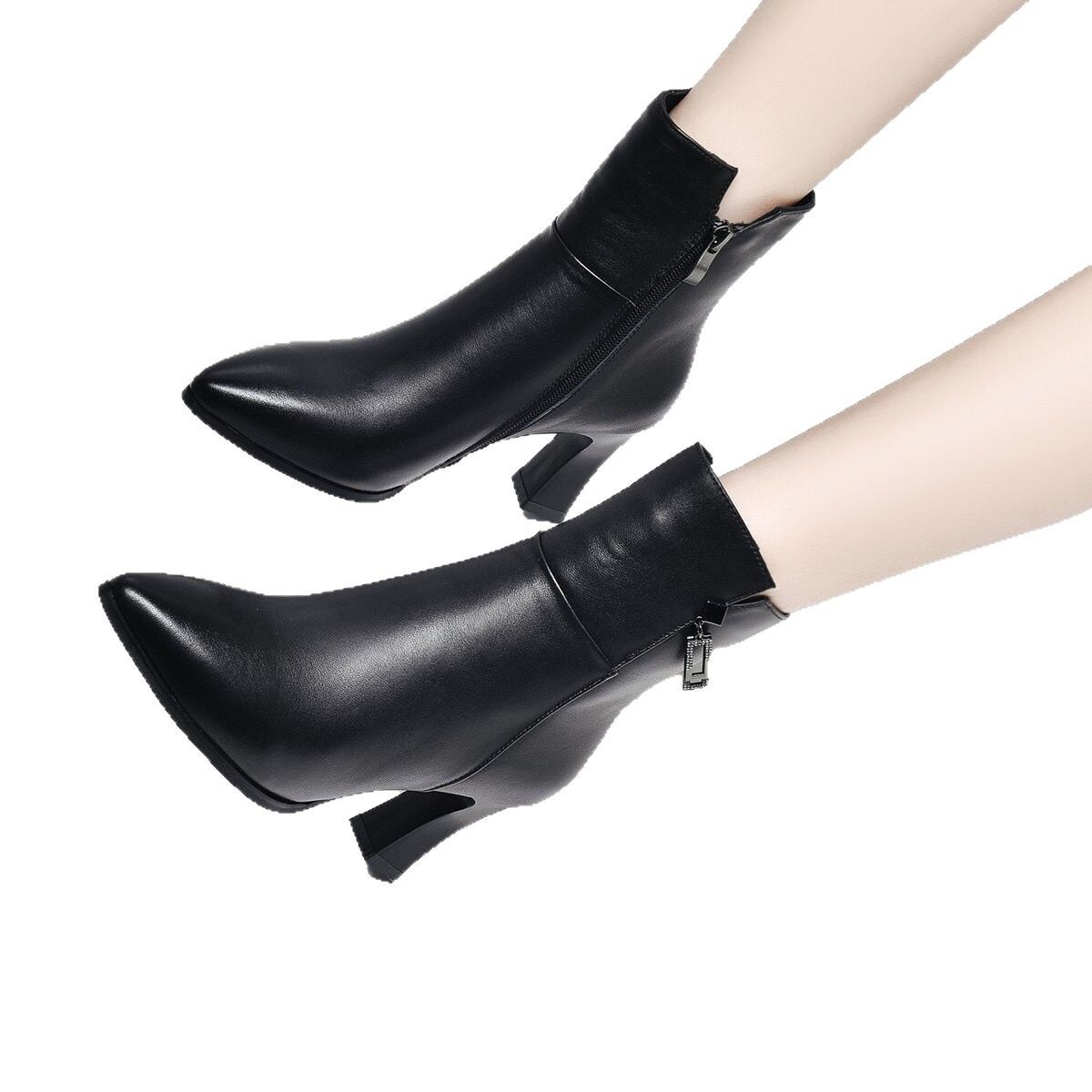 Women’s Warm and Durable Boots for Spring and Autumn: Chunky-Heeled High-Heels, Fashionable Height-Enhancing Shoes, Chunky-Heeled Women’s Boots