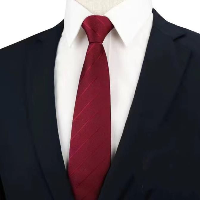 Men's Formal Tie for Grooms: Fine Black Stripe Hand-Tied Tie