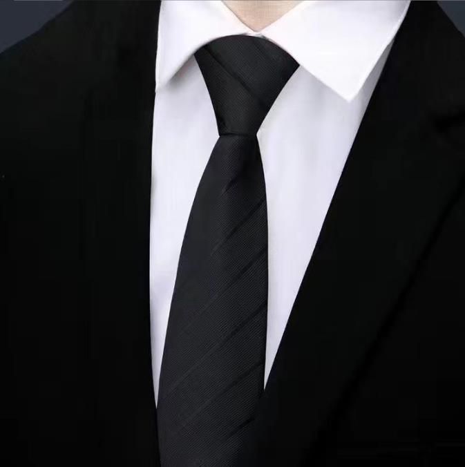 Men's Formal Tie for Grooms: Fine Black Stripe Hand-Tied Tie