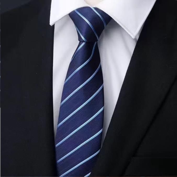 Men's Formal Tie for Grooms: Fine Black Stripe Hand-Tied Tie