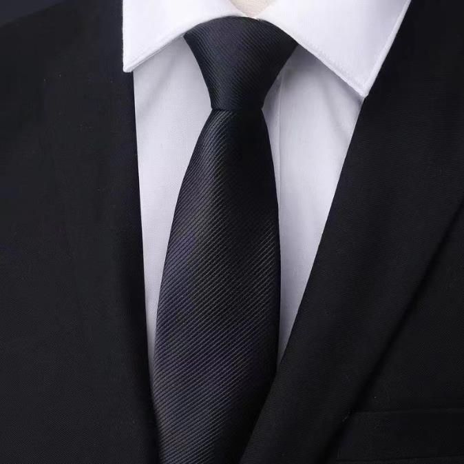 Men's Formal Tie for Grooms: Fine Black Stripe Hand-Tied Tie