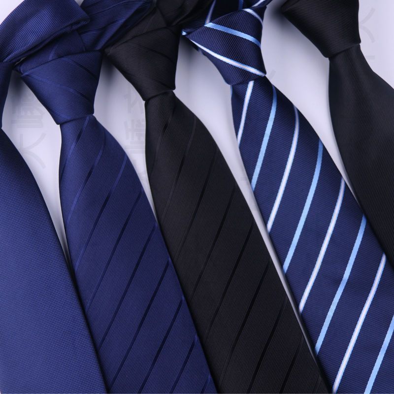 Men's Formal Tie for Grooms: Fine Black Stripe Hand-Tied Tie