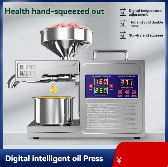 220V Digital Temperature-Controlled Smart Oil Press, Household Oil Press, 304 Stainless Steel Small Domestic Oil Press