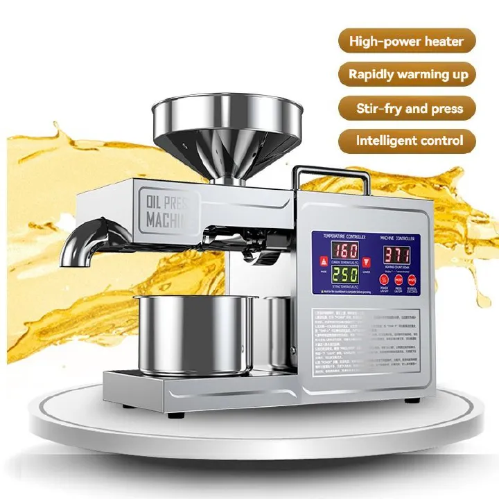 220V Digital Temperature-Controlled Smart Oil Press, Household Oil Press, 304 Stainless Steel Small Domestic Oil Press