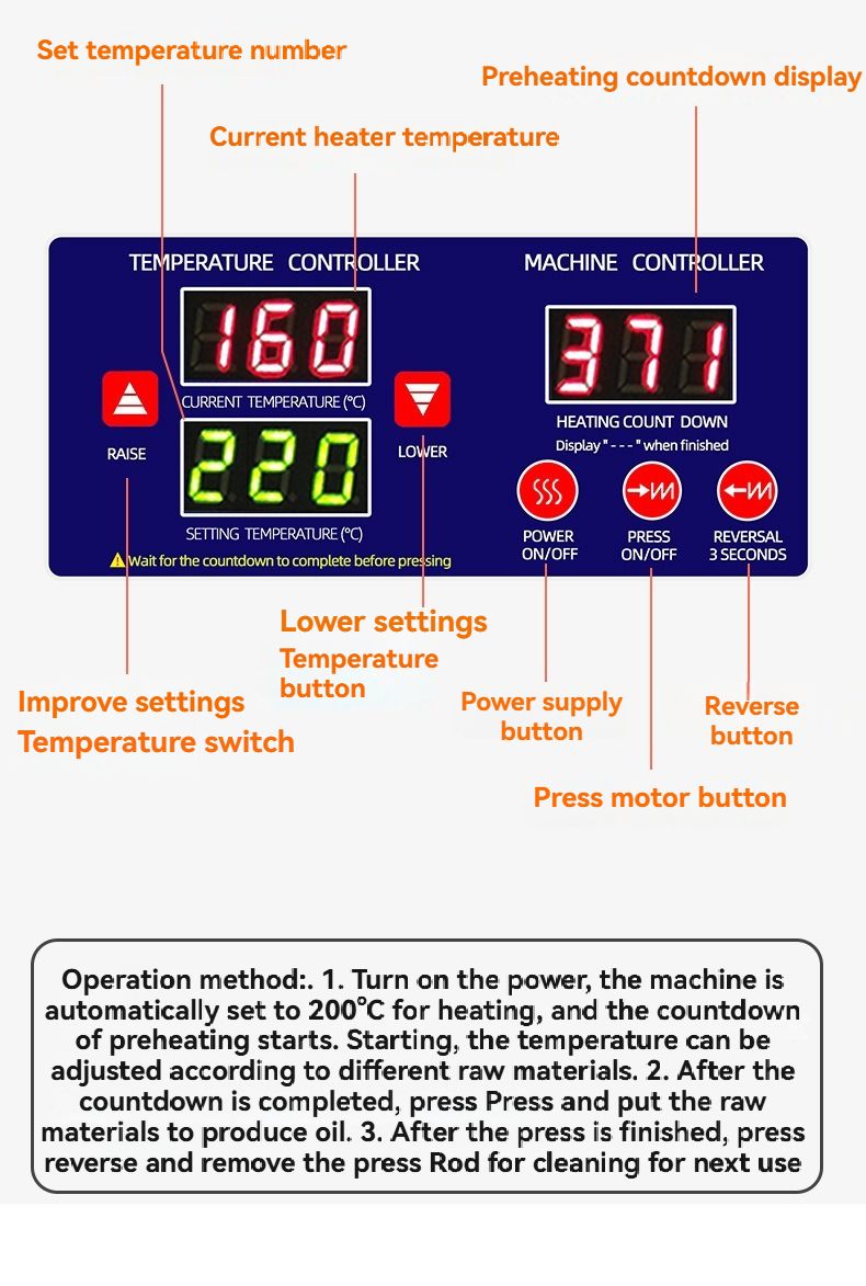 220V Digital Temperature-Controlled Smart Oil Press, Household Oil Press, 304 Stainless Steel Small Domestic Oil Press