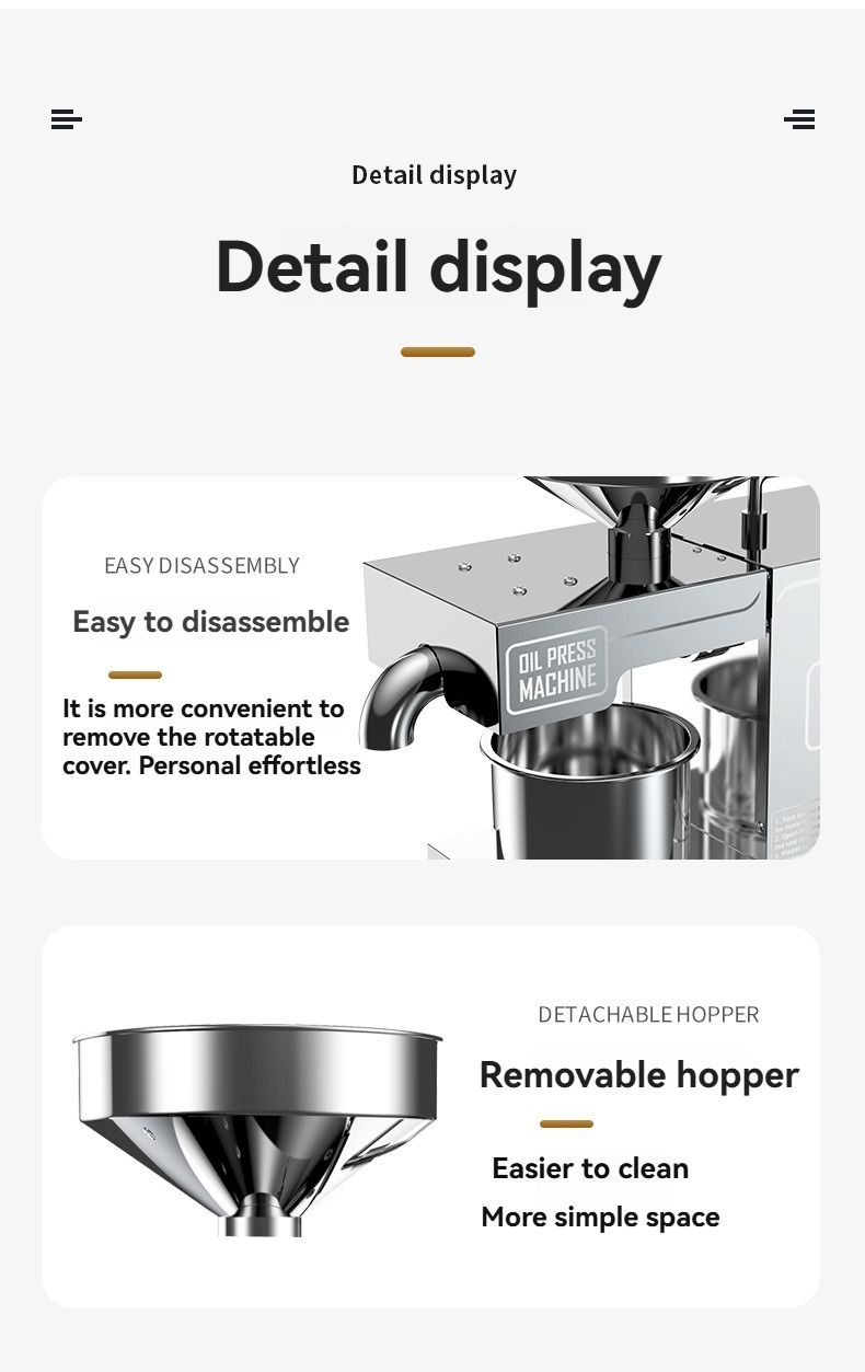 220V Digital Temperature-Controlled Smart Oil Press, Household Oil Press, 304 Stainless Steel Small Domestic Oil Press