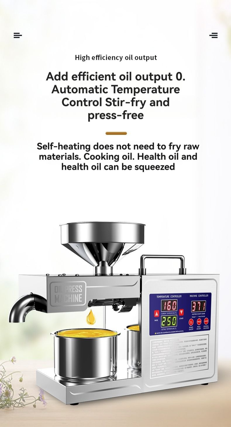 220V Digital Temperature-Controlled Smart Oil Press, Household Oil Press, 304 Stainless Steel Small Domestic Oil Press