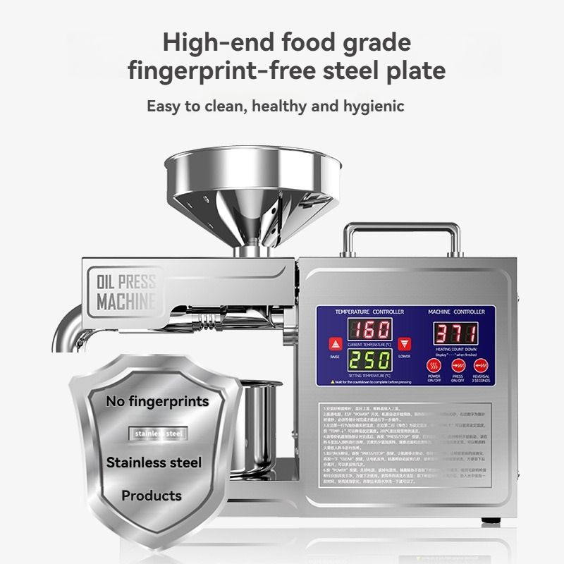 220V Digital Temperature-Controlled Smart Oil Press, Household Oil Press, 304 Stainless Steel Small Domestic Oil Press