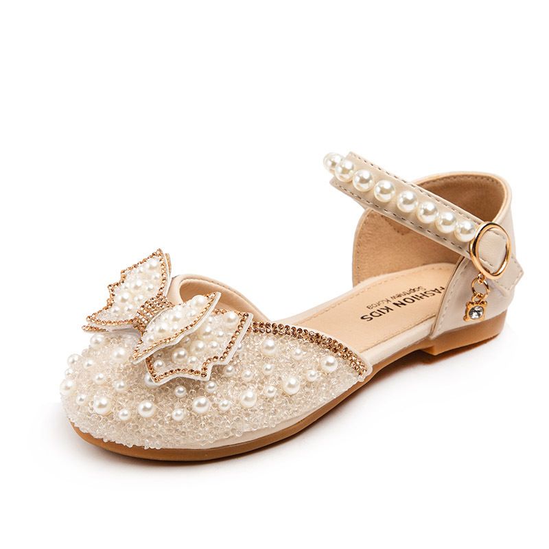 Summer children's breathable and non slip sandals, bow pearl children's shoes, girls' princess shoes, sandals, little girls' single shoes