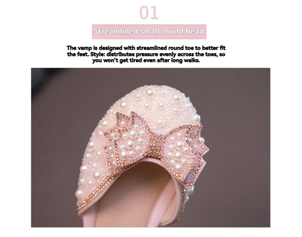 Summer children's breathable and non slip sandals, bow pearl children's shoes, girls' princess shoes, sandals, little girls' single shoes