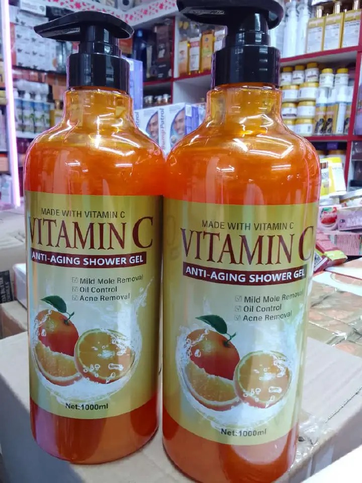 Wokali Vitamin C Anti Aging Shower Gel 1000ML Custom Body wash Scented Moisturizing Natural Vitamin C Organic Foam bath vitamin c skin brightening shower gel