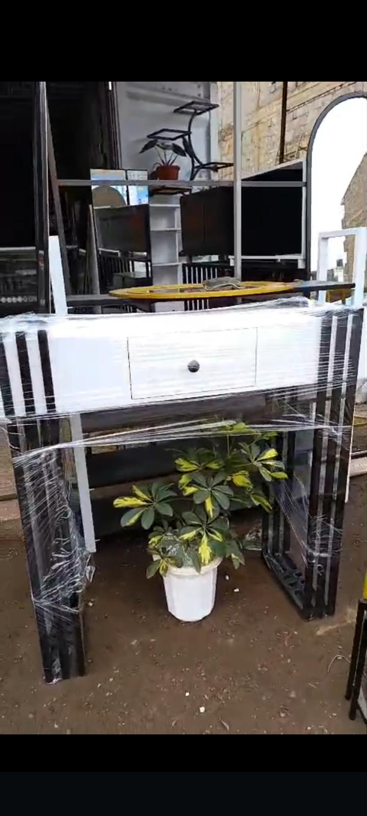 Storage and Style combined White and Black Elegant Console Table With Mirror Set
