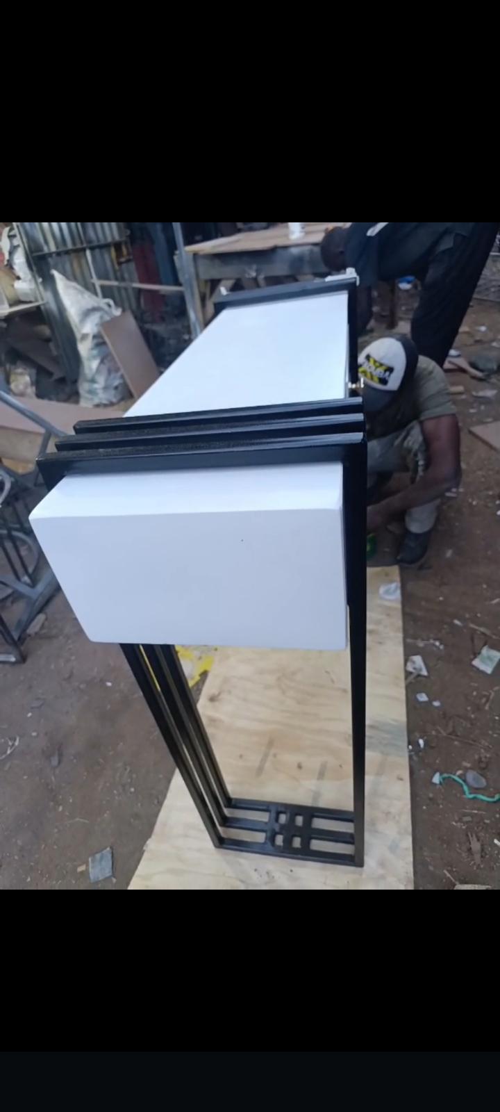 Storage and Style combined White and Black Elegant Console Table With Mirror Set