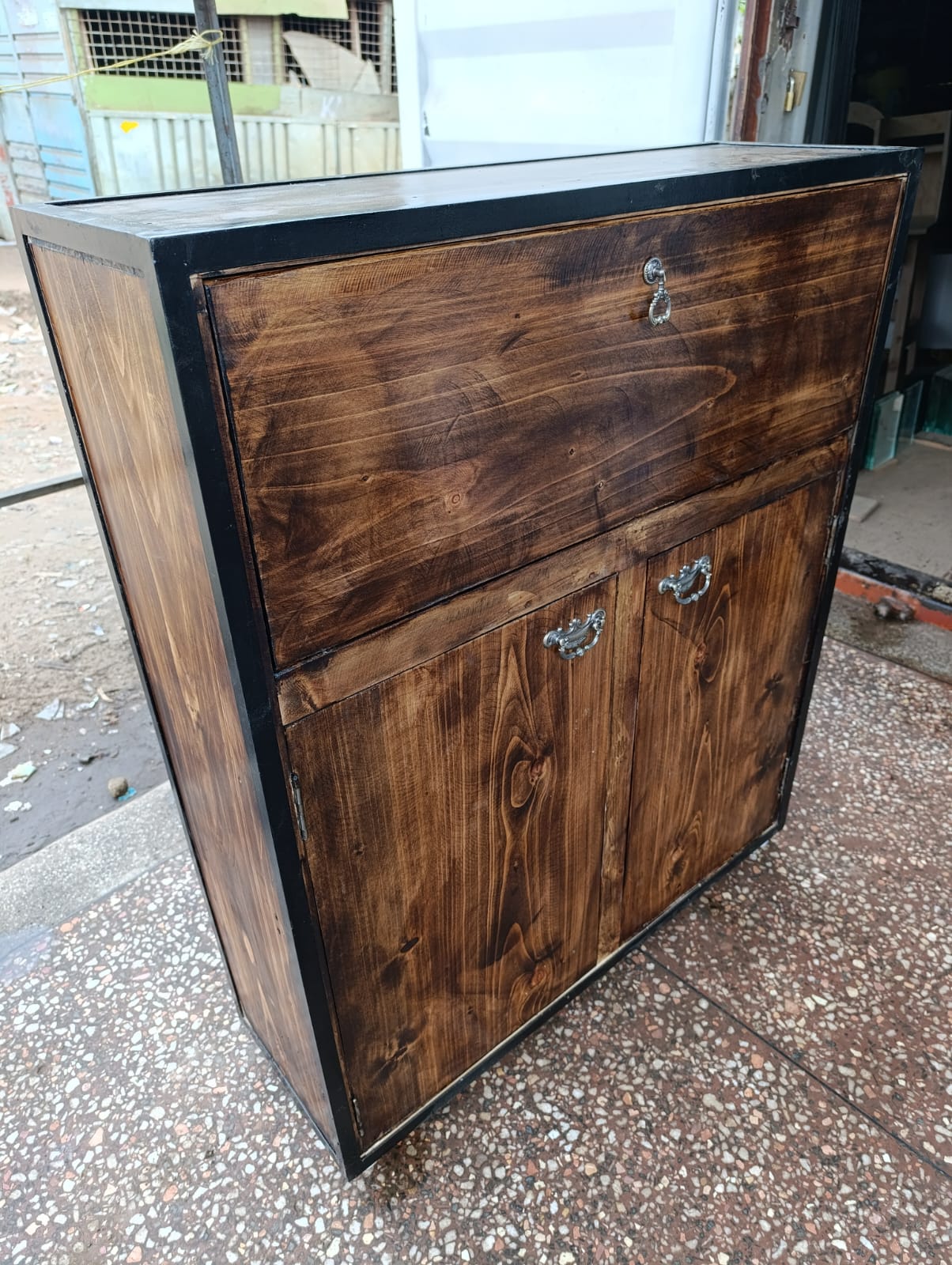 Premium Wooden Bar Cabinet with Wine Rack - 100cm x 60cm x 40cm Multi-Function Storage