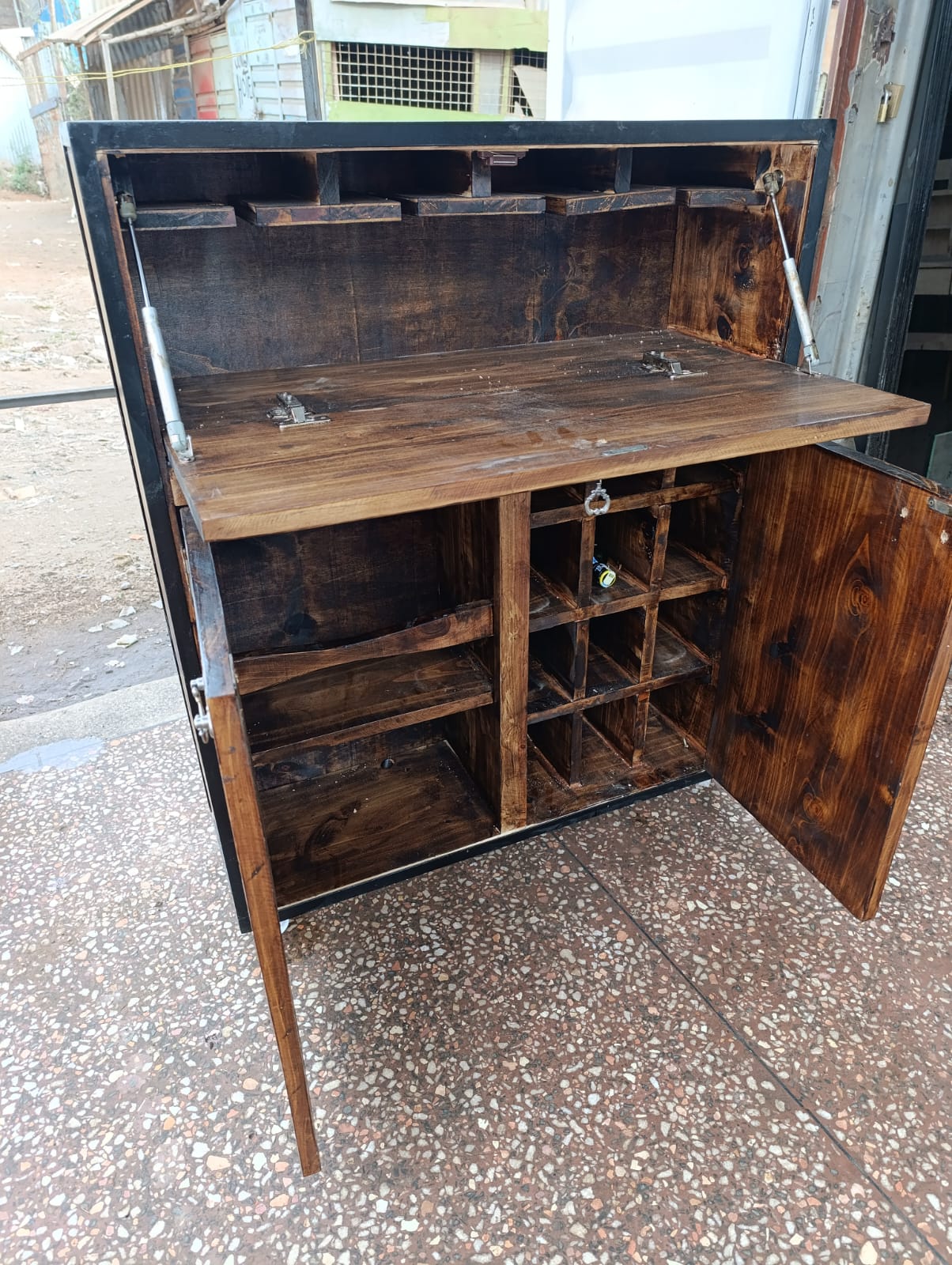 Premium Wooden Bar Cabinet with Wine Rack - 100cm x 60cm x 40cm Multi-Function Storage