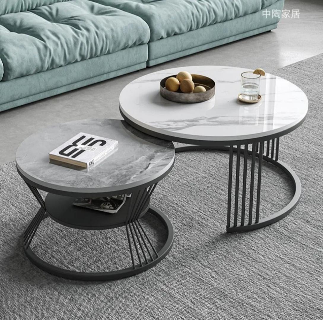 Luxury Marble Top Nesting Coffee Table Set – Gold Frame (2-Piece)  70 and 50 cm diameter