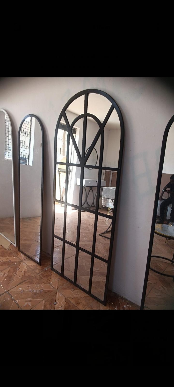 Large Arched cathedral Window Mirror - Black Frame (2.5 x 6 ft)