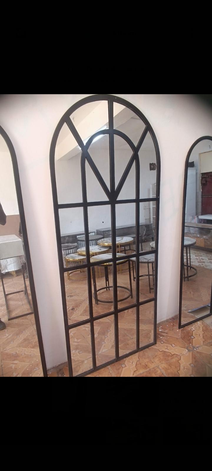 Large Arched cathedral Window Mirror - Black Frame (2.5 x 6 ft)