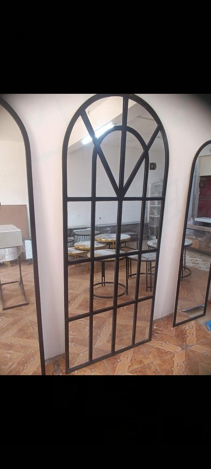 Large Arched cathedral Window Mirror - Black Frame (2.5 x 6 ft)