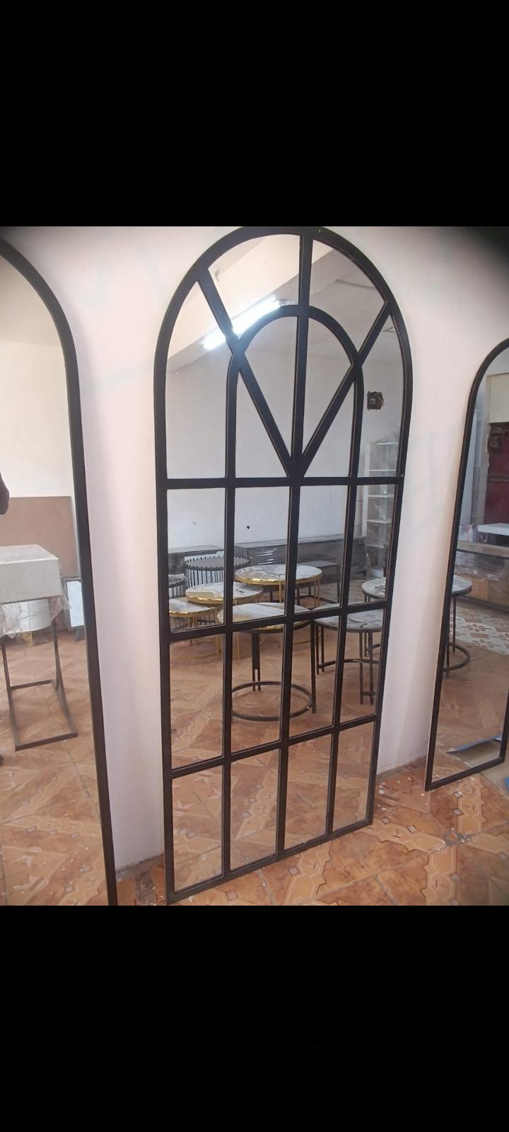 Large Arched cathedral Window Mirror - Black Frame (2.5 x 6 ft)
