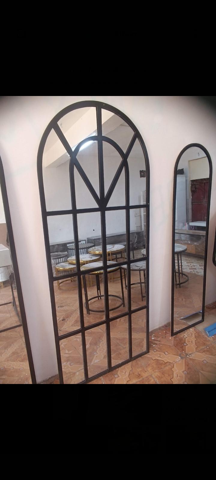 Large Arched cathedral Window Mirror - Black Frame (2.5 x 6 ft)