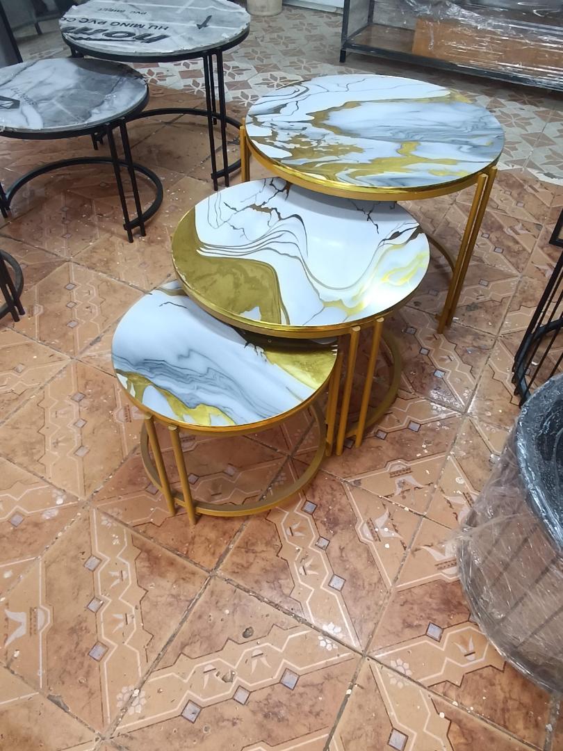 Luxury Marble Nesting Side Tables Set of 3 - Gold Frame (60x50x40cm)