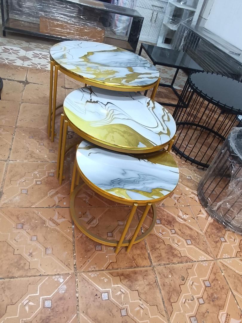 Luxury Marble Nesting Side Tables Set of 3 - Gold Frame (60x50x40cm)